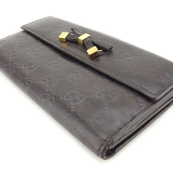 Gucci Long Wallet Gucci Shima Leather Auth USED T8915 - Picture 1 of 5